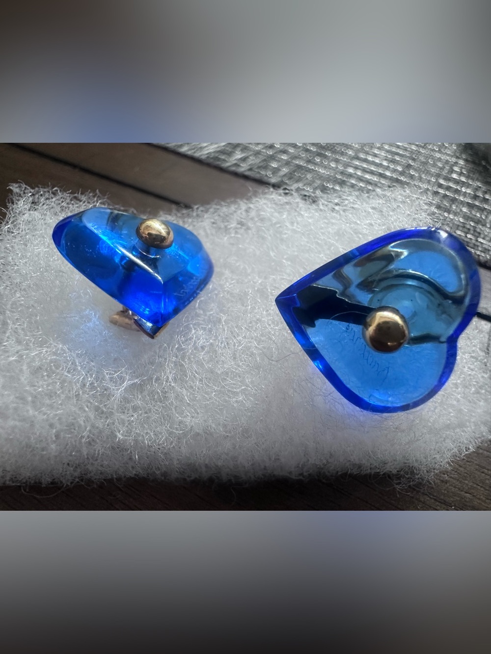 Baccarat 18K vintage clip on earrings blue cobalt marked 750
